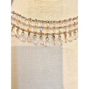 Vintage Signed Monet Aurora Borealis Crystal Fringe Necklace